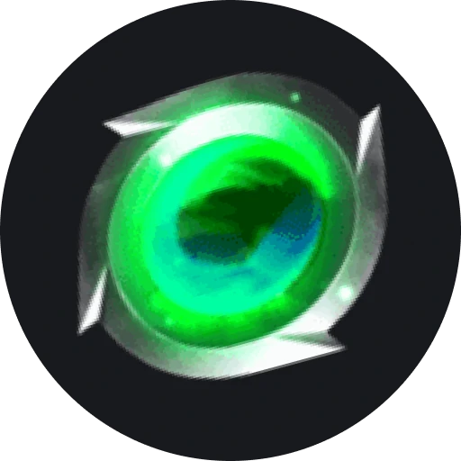 Herospin green magical vortex symbol with energy glow